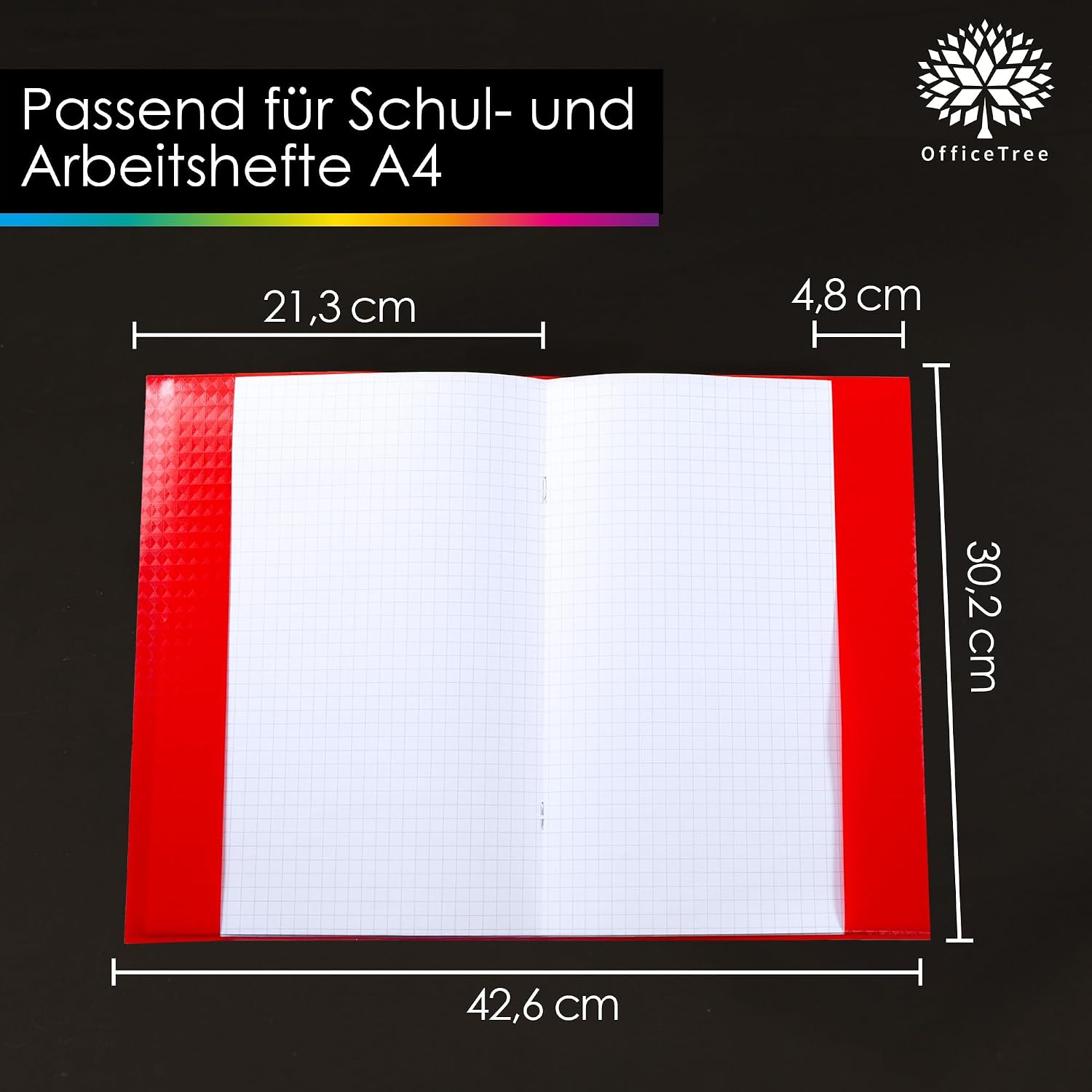 Detalle 2 de OfficeTree Hefthüllen A4 bunt 12 Farben – 25 Etiketten, wasserabweisend, Bastoptik
