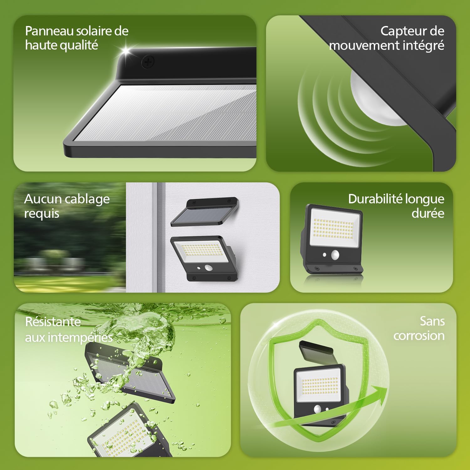 Thumbnail 1 de Philips Lampe de sécurité solaire d'extérieur LED 6500K – projecteur mural IP65 avec capteur PIR et télécommande