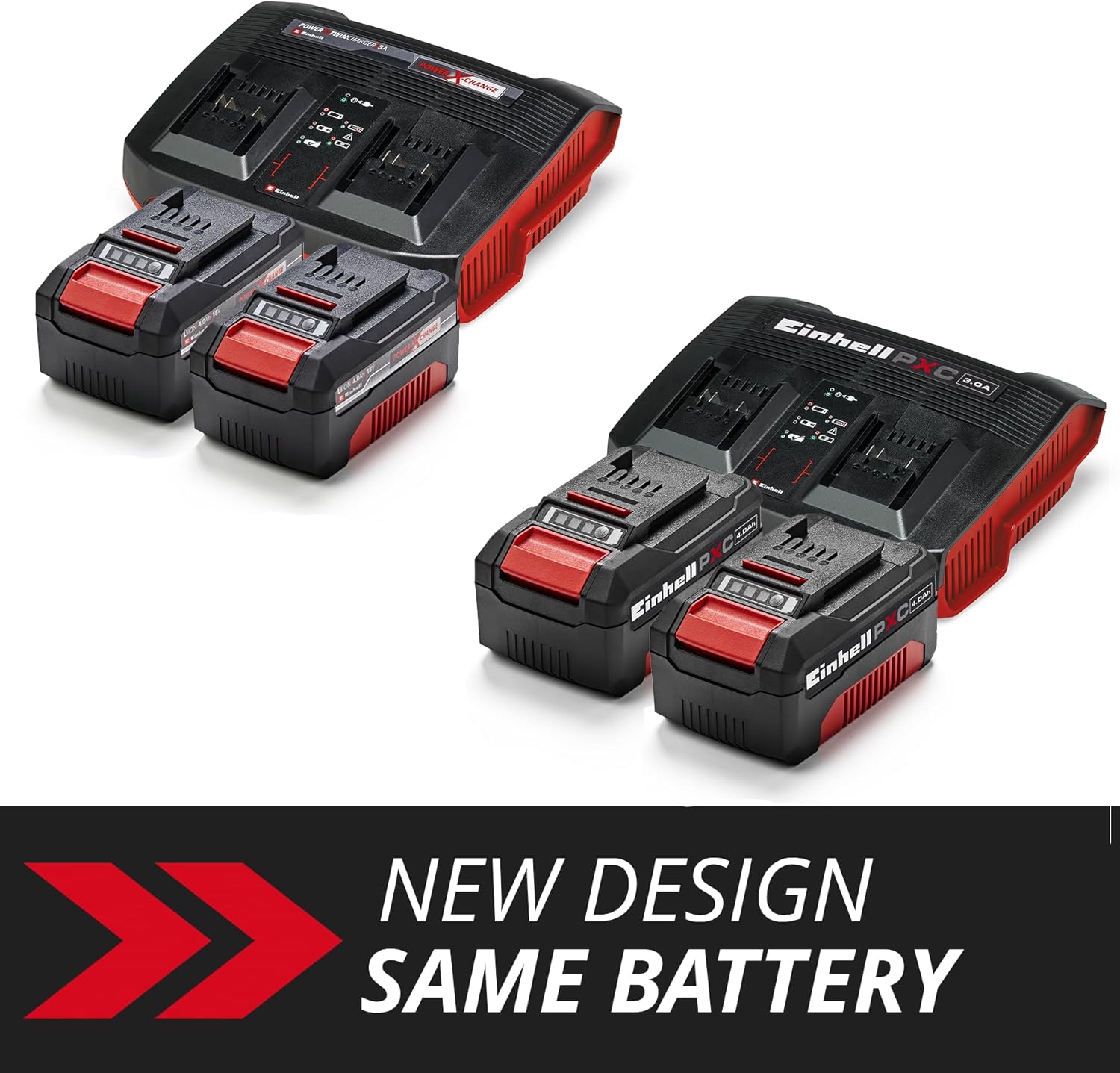 Thumbnail 1 de Einhell 18V Power X-Change Starter Kit: Twin 4.0Ah Batteries with Twincharger