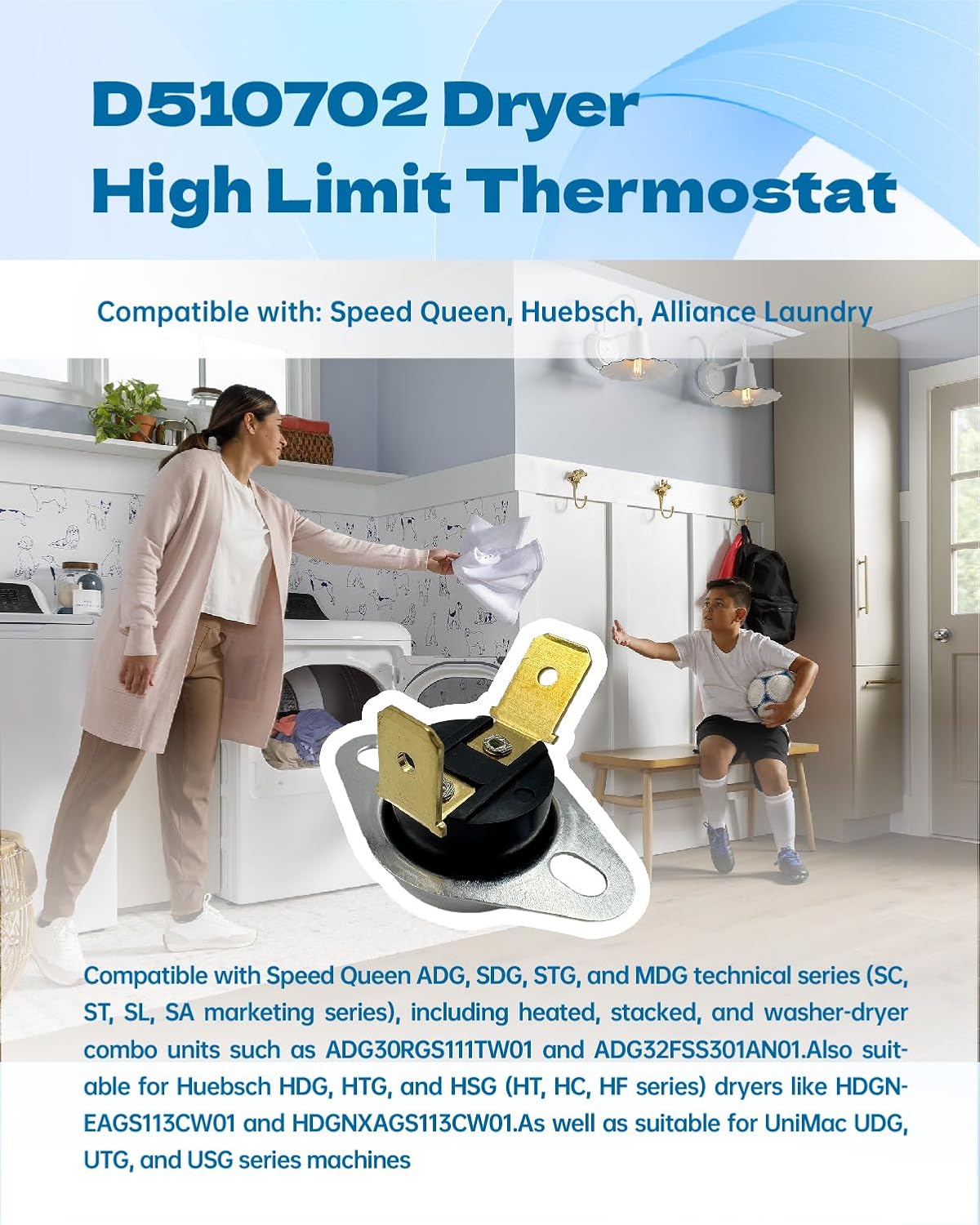 Thumbnail 1 de eosorssa D510702 High-Limit Dryer Thermostat, Auto-Reset Metal Design