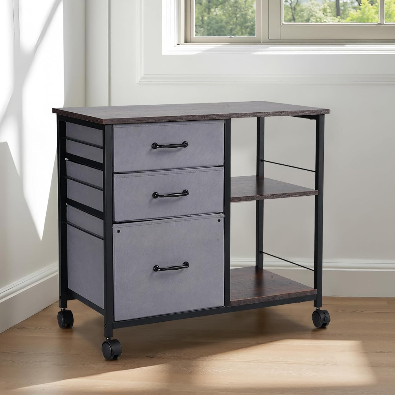 Detalle 2 de VEVOR Mobile File Cabinet with 3 Fabric Drawers