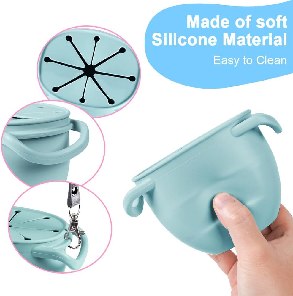 Detalle 2 de Vicloon Tazza per Spuntino 350ML: Contenitore in silicone senza BPA con doppia maniglia e cordin o, chiusura anti sporcizia