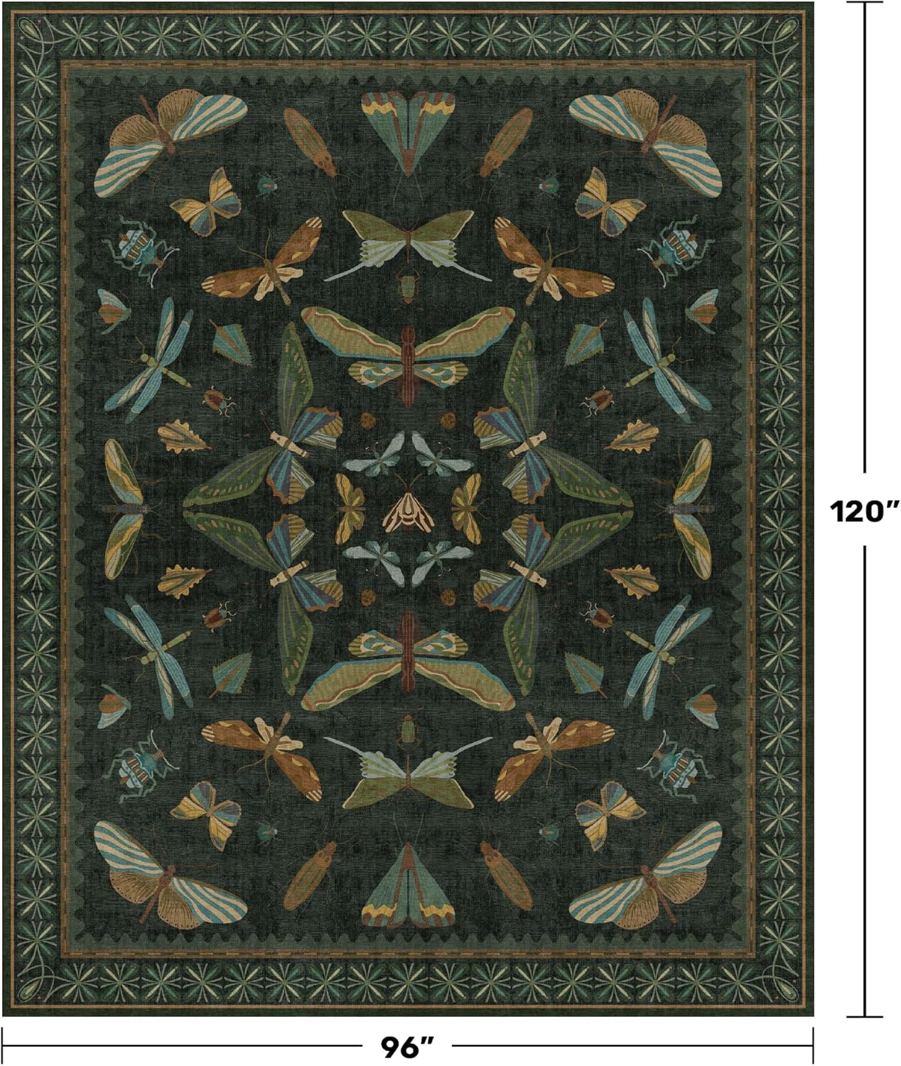 Thumbnail 1 de Hazo Haus Dark Green Insect 8x10 Area Rug