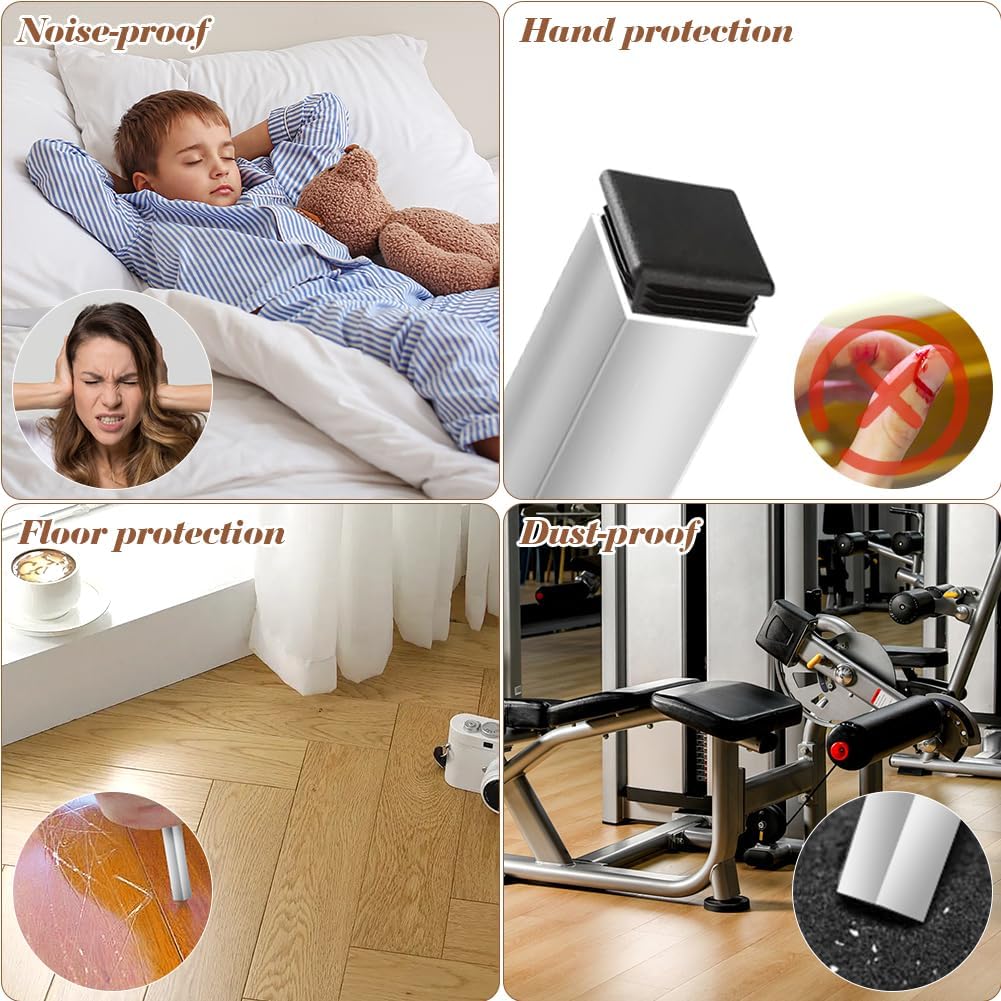 Thumbnail 4 de OSDUE Bouchons à lamelles 40 x 40 mm (4 pcs) – Noir, PE, protection de tuyau et pieds de chaise