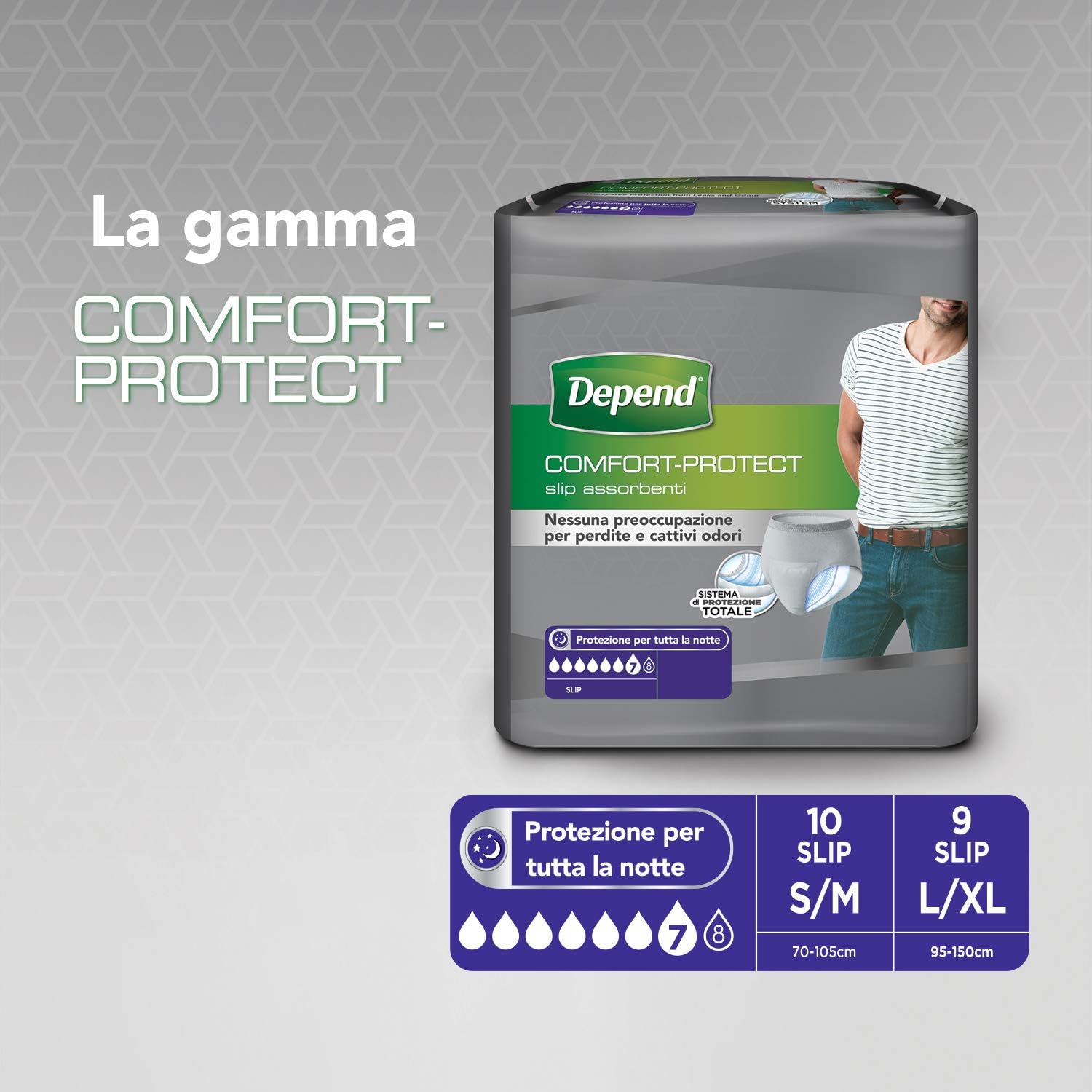 Detalle 2 de Depend Comfort-Protect Slip Uomo L/XL 27 pezzi