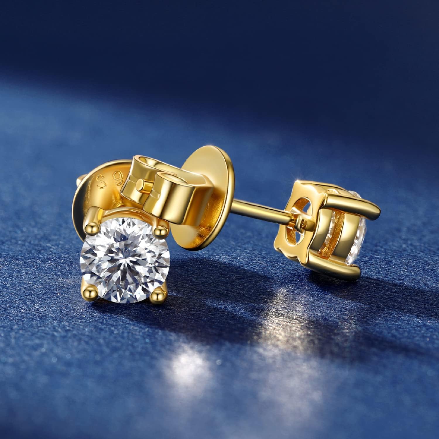 Detalle de MomentWish Moissanite Ohrringe Gold 585 Rosegold – 0,6 Karat, 4 mm Moissanit, hypoallergen, 2x Ohrstecker