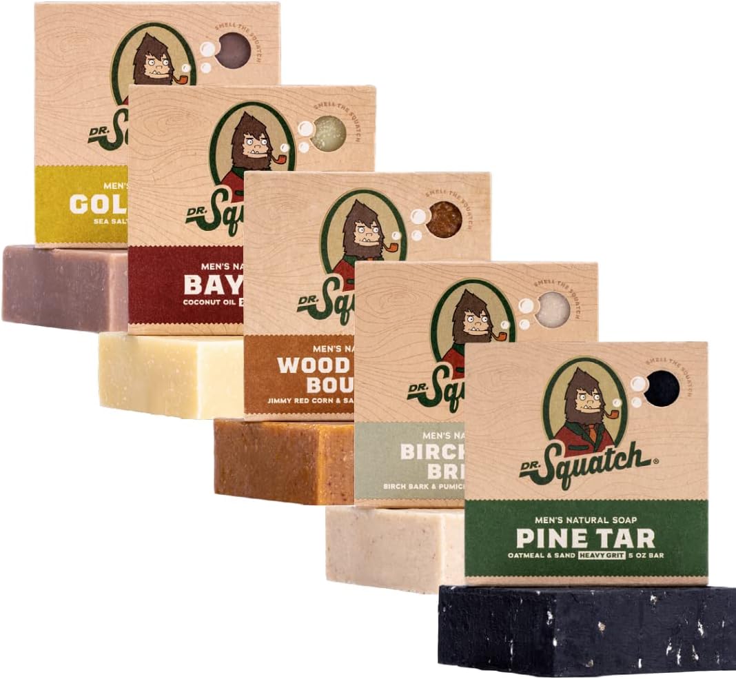 Thumbnail 5 de Dr. Squatch Saponetta tutta naturale per uomo, confezione da 5 barrette (Birchwood Breeze, Cool Fresh Aloe, Fresh Falls, Grapefruit IPA, Spearmint Basil)