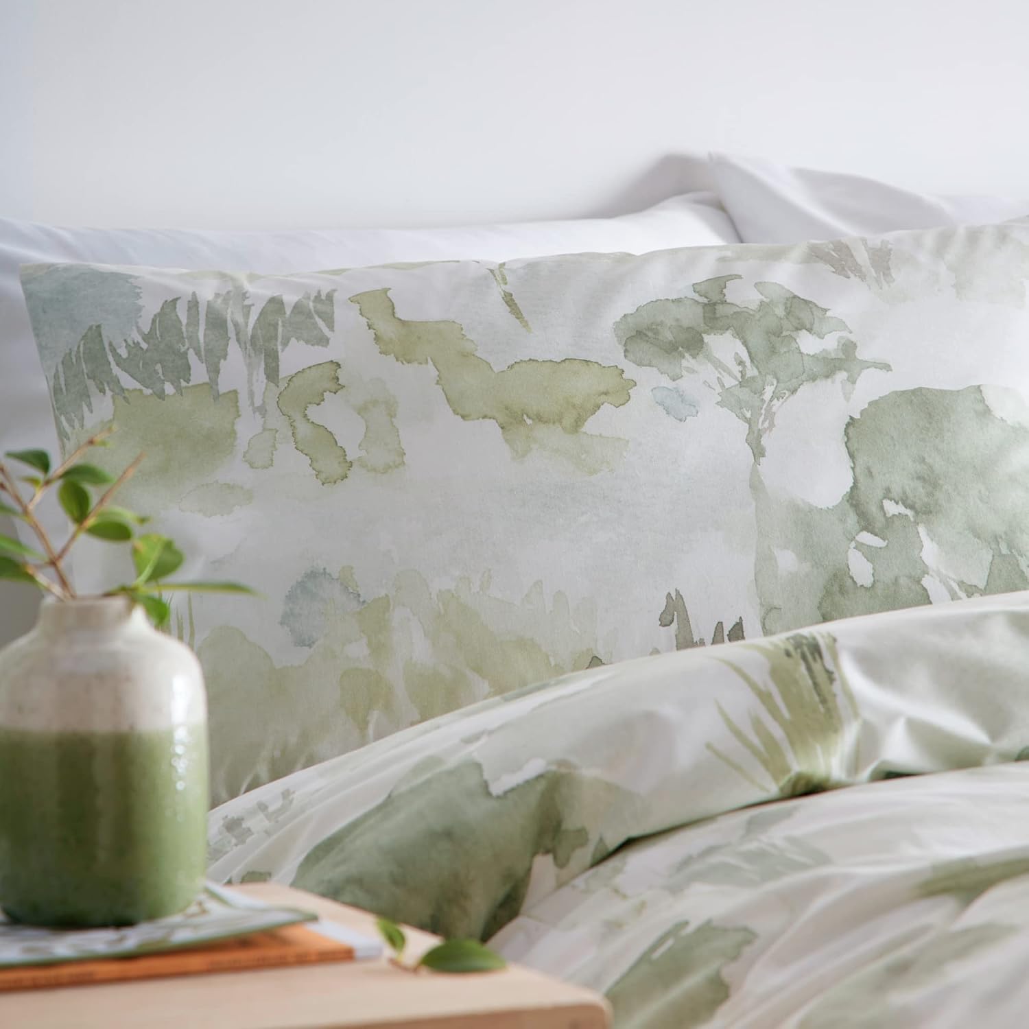 Detalle 2 de Appletree Loft Edale – komplet pościeli Super King, 100% bawełna, zielony