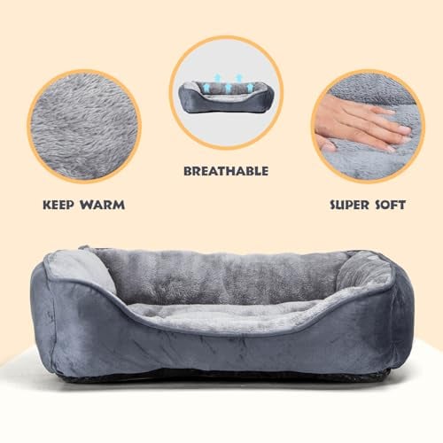 Detalle 2 de Nobleza cama para perro lavable mediano 67x57 cm antideslizante con relleno de fibras suaves