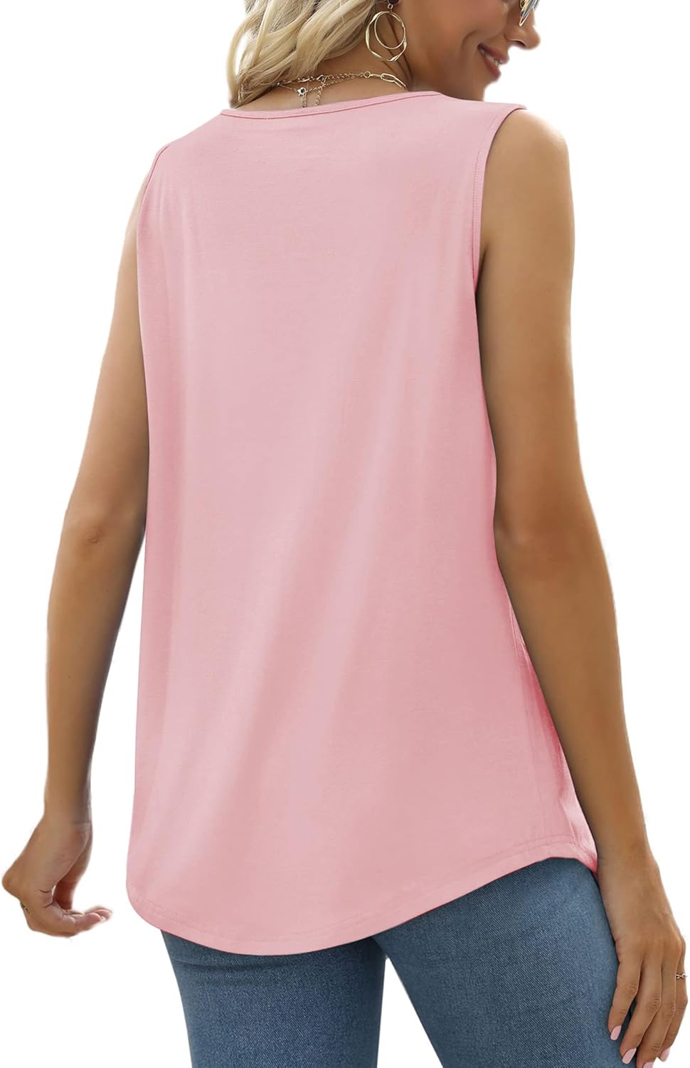 Detalle de Cuptacc Tank Top Damen – Quadratischer Hals, Falten vorn, locker fallender Saum