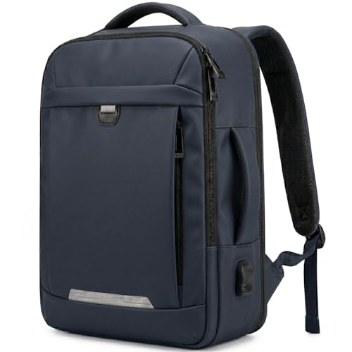 Detalle de EDIESI Mochila de Cabina 40x30x20 cm: Expandible, impermeable y con puerto USB para portátil 15,6” — Azul Marino