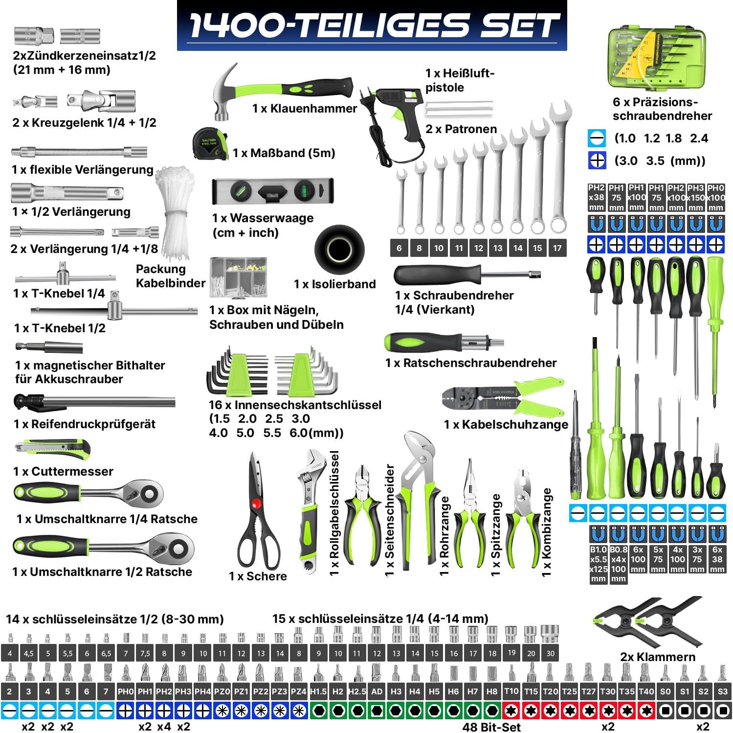 Thumbnail 2 de MASKO Werkzeugkoffer 1400-teilig Profi-Set