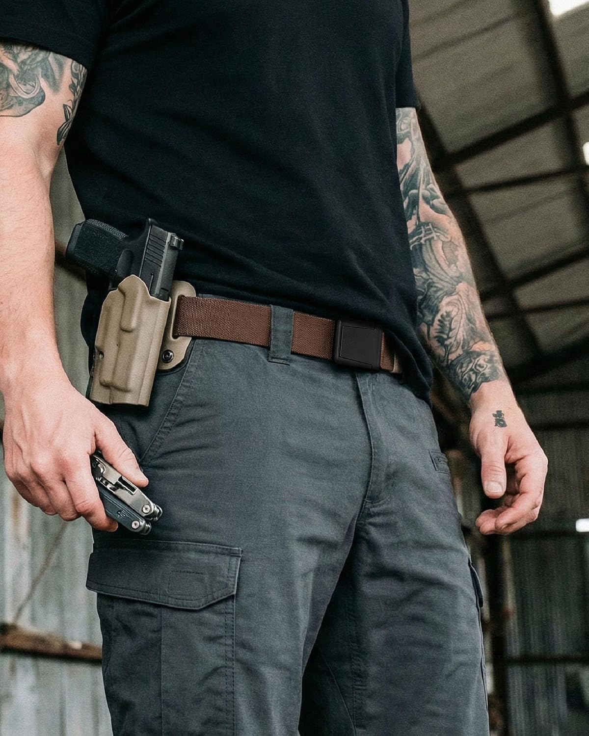 Detalle de CHAOREN Tactical Stretch Work Belt, 1.5-Inch Nylon Strap, Zinc Alloy Buckle