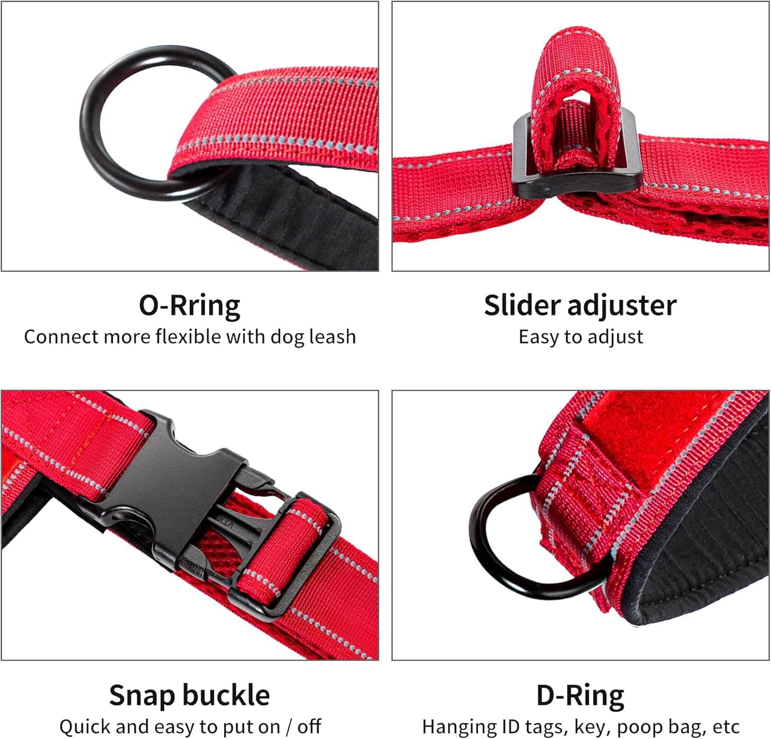 Detalle de Annchwool No Pull Dog Harness with Soft Padded Handle (Red, M)