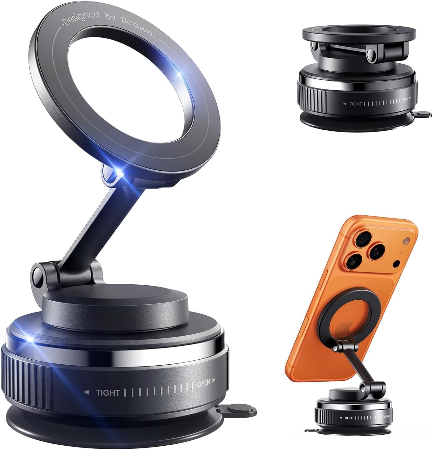 Detalle de Boowe 2026 Upgraded Vacuum Magnetic Phone Holder for Car (360° adjustable, strong suction lock)