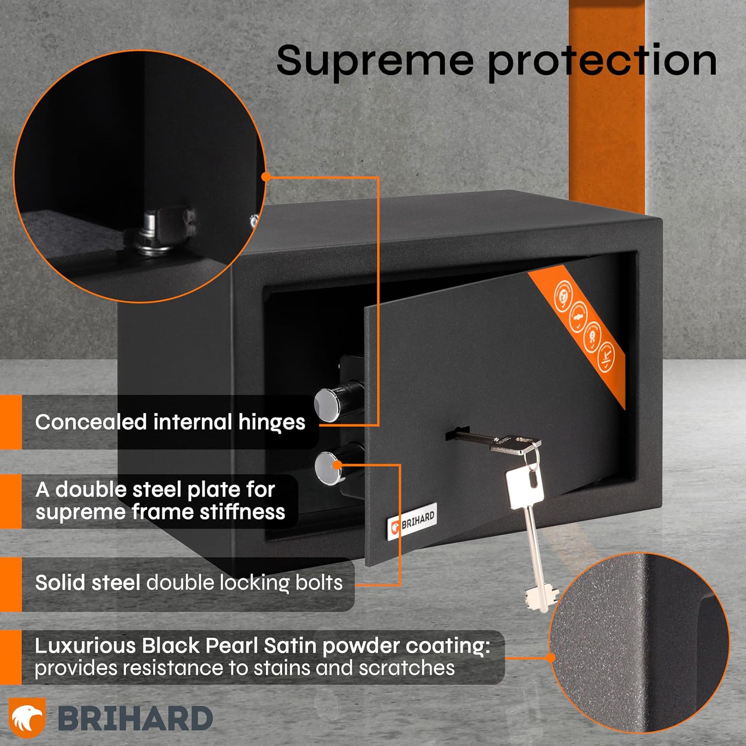 Detalle de Brihard Home Key Lock Safe 20x31x20 cm – 11 L Small Jewellery & Money Safe