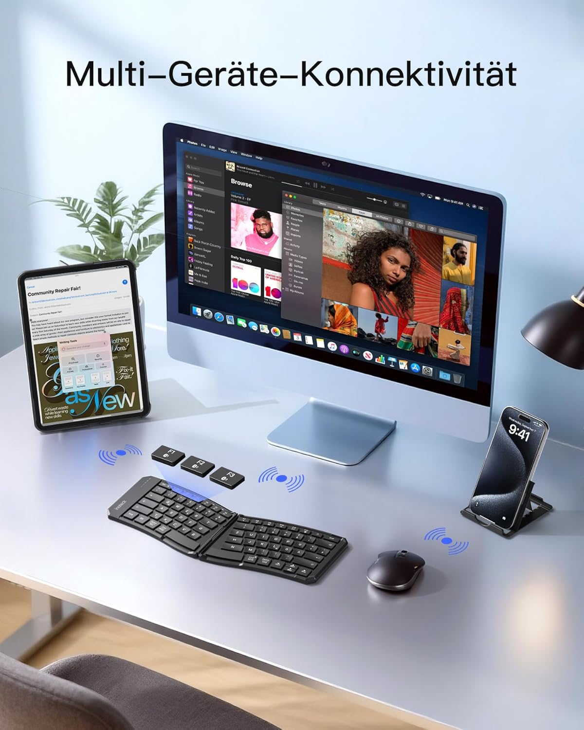 Thumbnail 2 de Inateck Nomad Ergo N0131 faltbare QWERTZ Tastatur 262 g