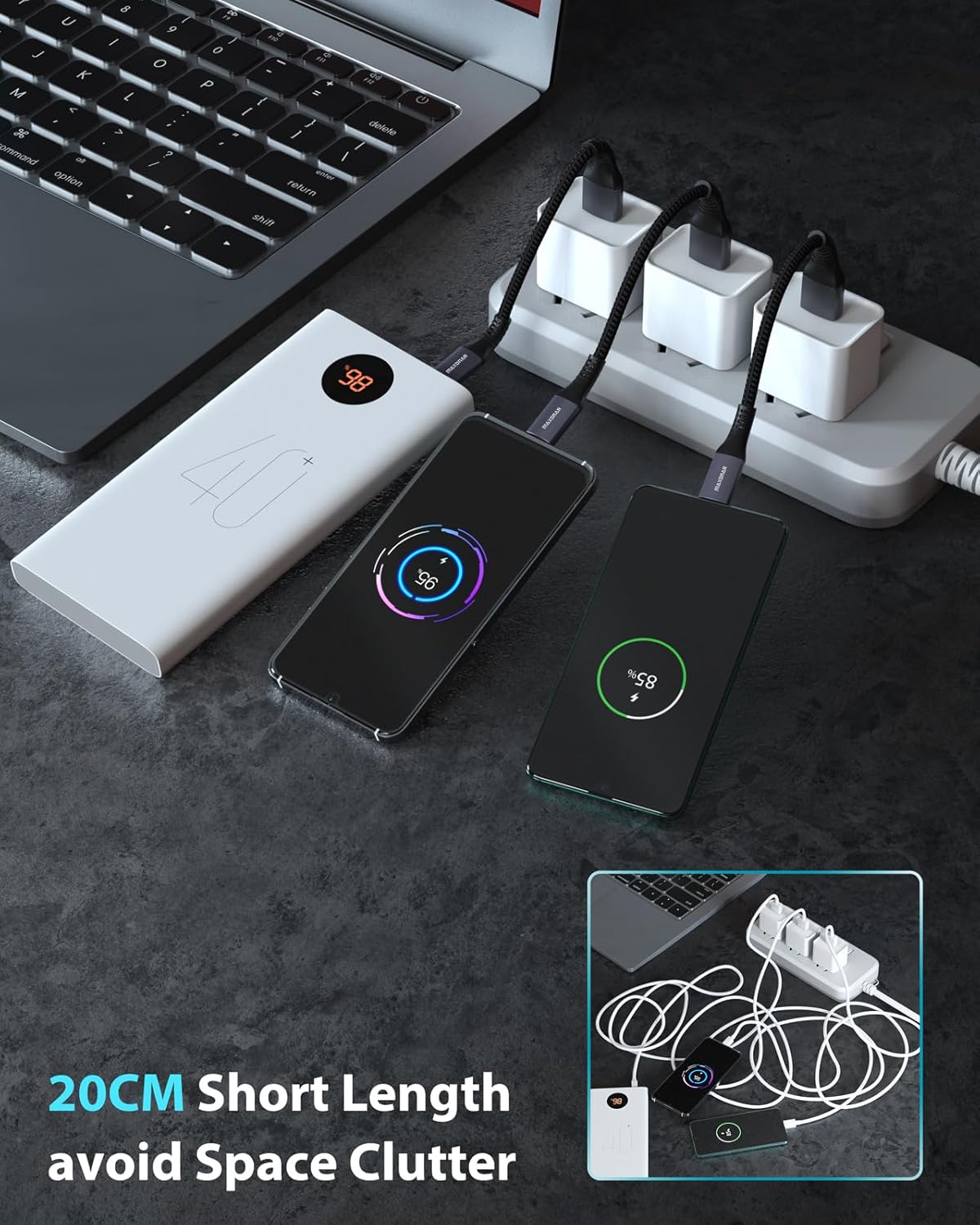 Thumbnail 5 de Maxonar USB-C Short Cable 20cm – 10Gbps Data, QC3.0 Fast Charging (USB‑A to USB‑C)