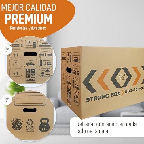 Thumbnail 2 de MARCPRINT: 10 Cajas de Mudanza Talla L (45 L) 50x30x30 cm, Reforzadas con Precinto, FSC y 100% Reutilizables