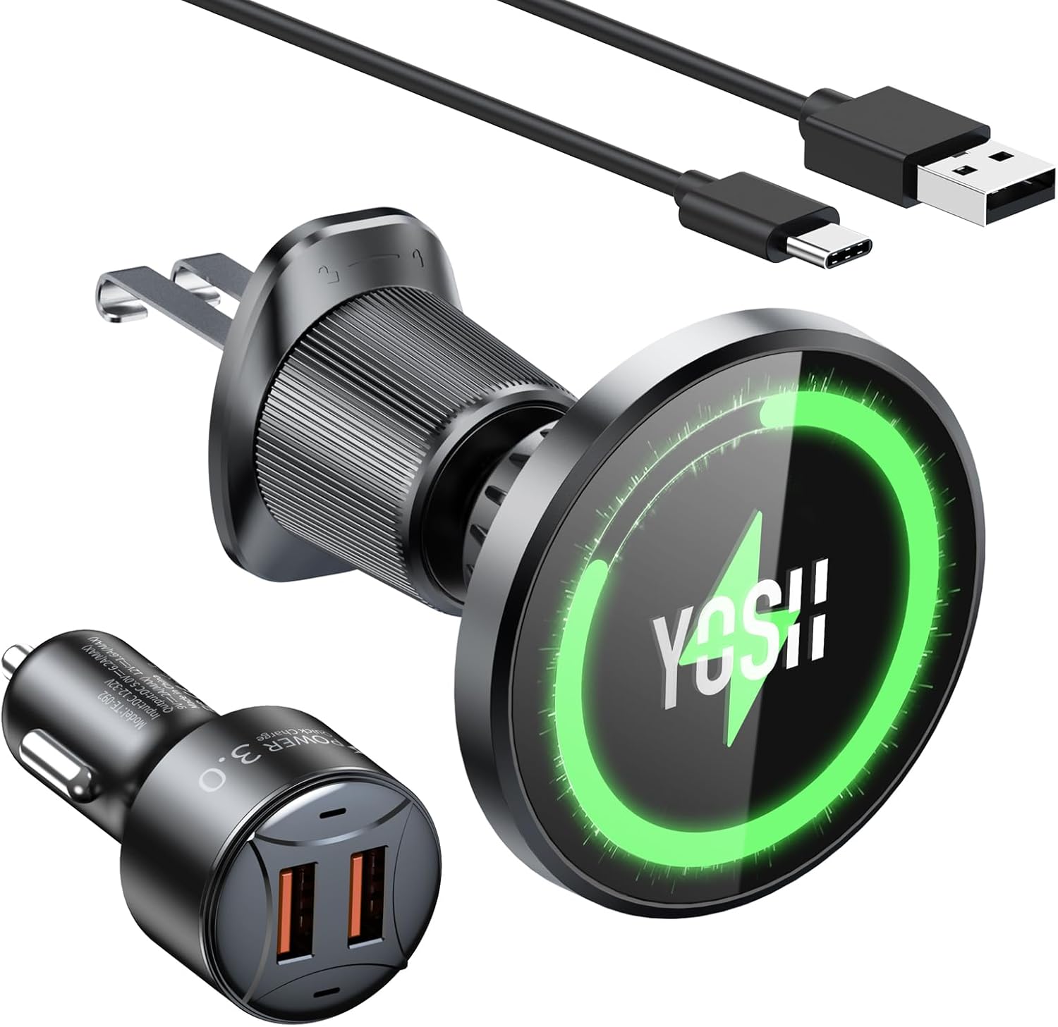 Detalle de YOSH MagSafe Car Charger Mount for iPhone on Air Vent with 36W Adapter and Wireless Magnetic Fast Charging