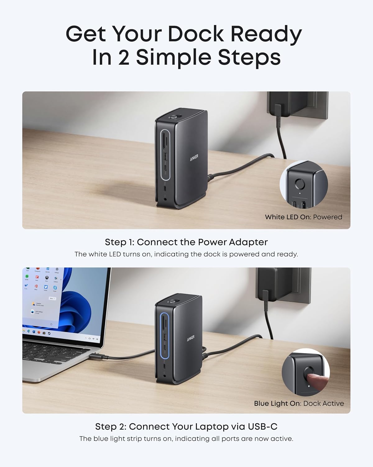 Detalle 2 de Anker A83C3 Nano Laptop Docking Station, 13-in-1 Triple-Display Dock