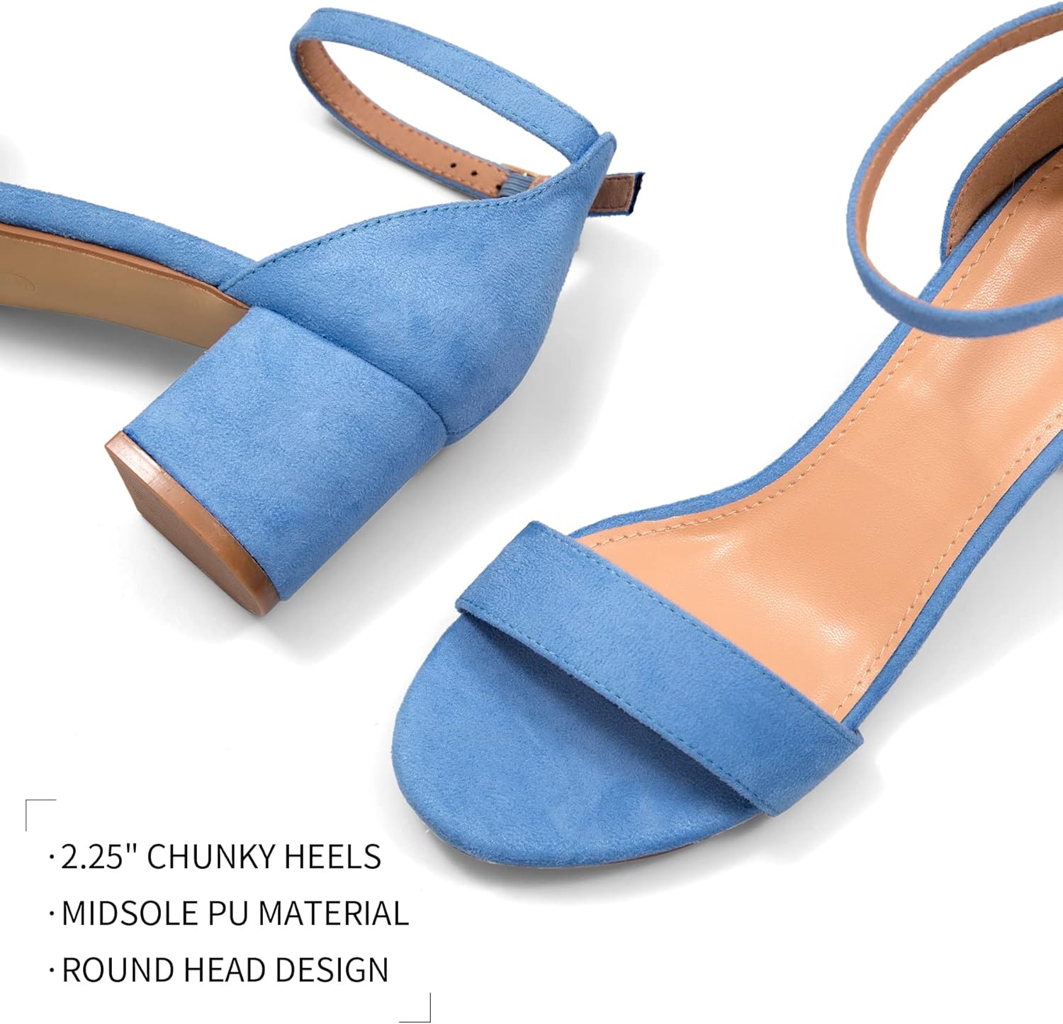 Detalle 2 de mysoft chunky low heel ankle strap sandals