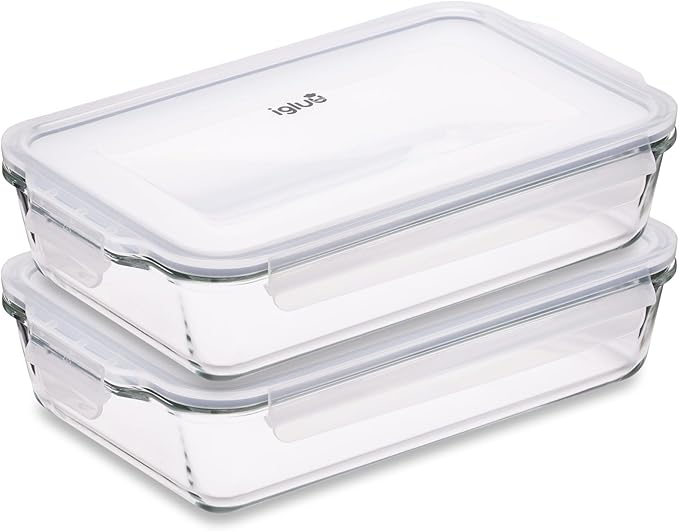 Igluu Meal Prep 🍲 Fuente de vidrio para horno y microondas, 2 piezas