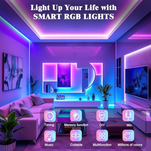 Detalle de Ruban LED 10m RGB avec Bluetooth et Synchronisation Musicale – Ylatoial