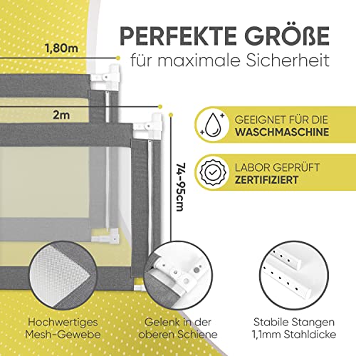 Thumbnail 1 de RAWVEL Bettgitter grau [2m] – Rausfallschutz für Kinder- und Elternbetten, LABOR geprüft