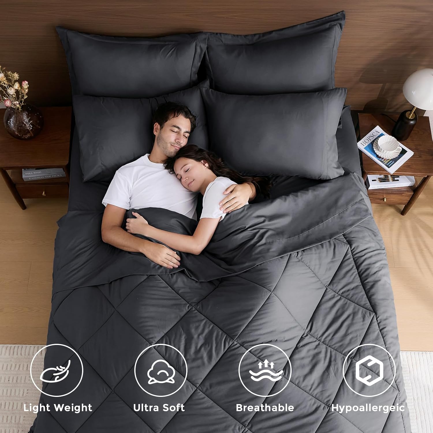 Detalle 2 de HEVUMYI Queen 7‑Piece Comforter Set, All‑Season