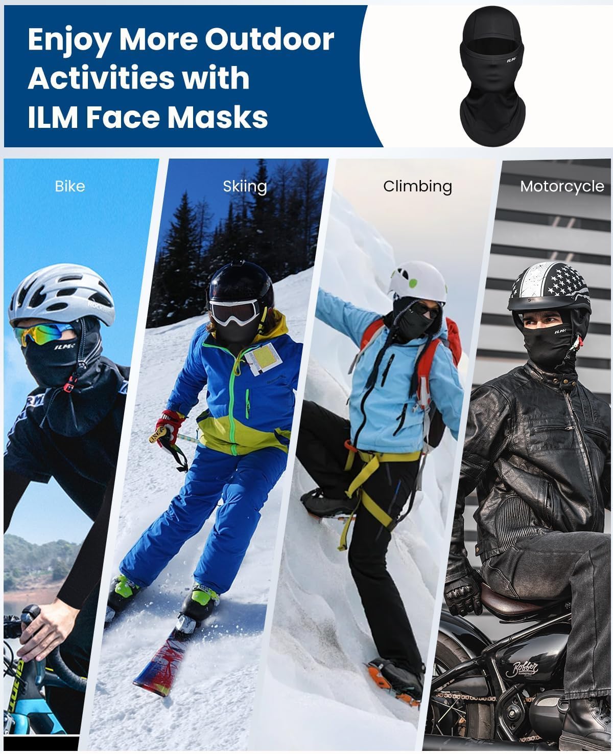 Thumbnail 4 de ILM FM01 Motorcycle Balaclava 🧣