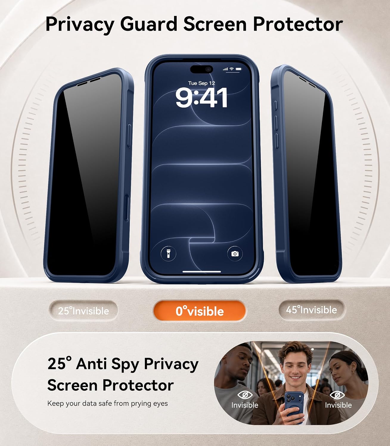 Detalle de BERFY iPhone 17 Pro Max privacy case 6.9"