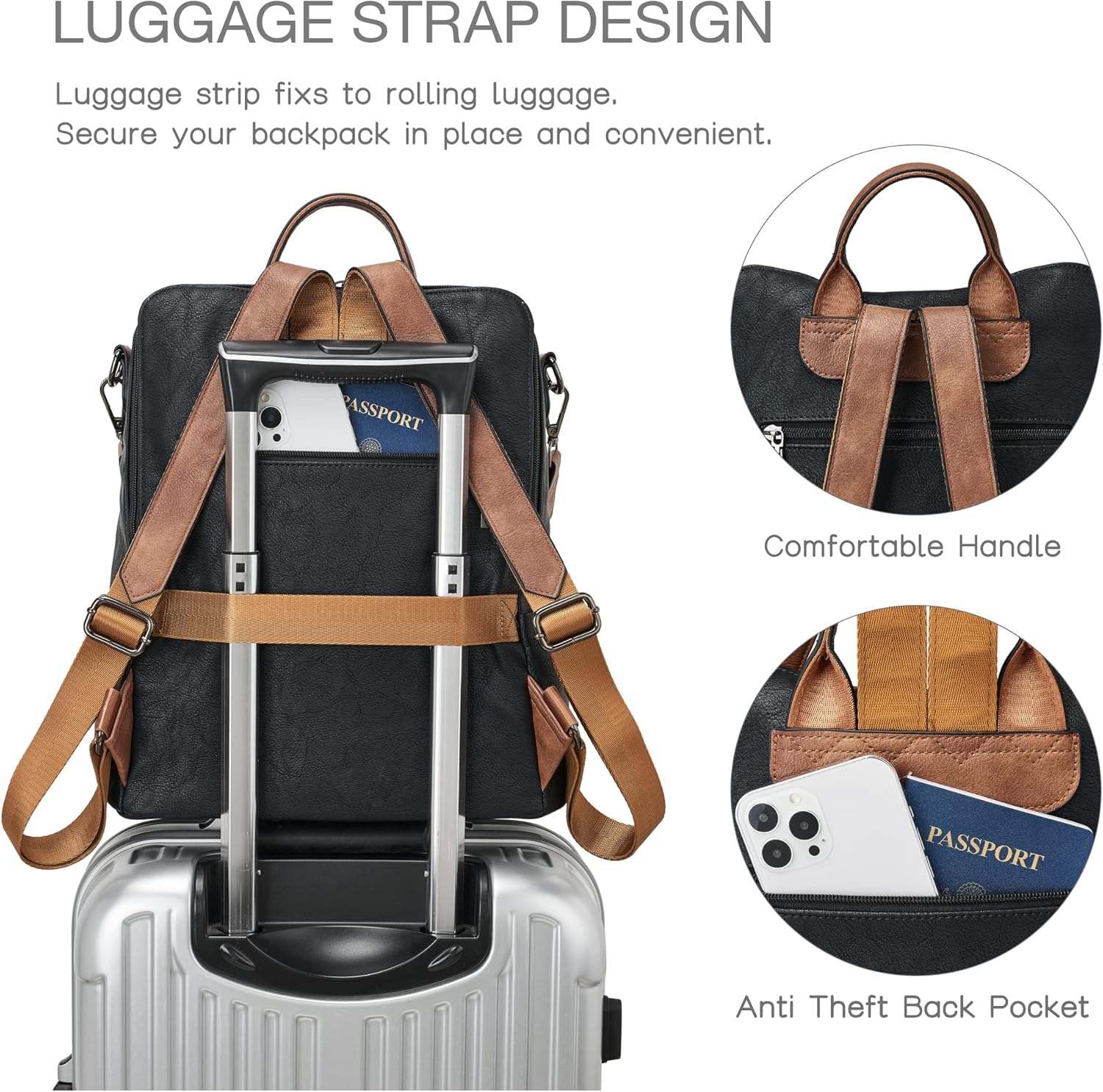 Thumbnail 1 de Shrrie Backpack Purse for Women: Convertible Leather Travel Backpack