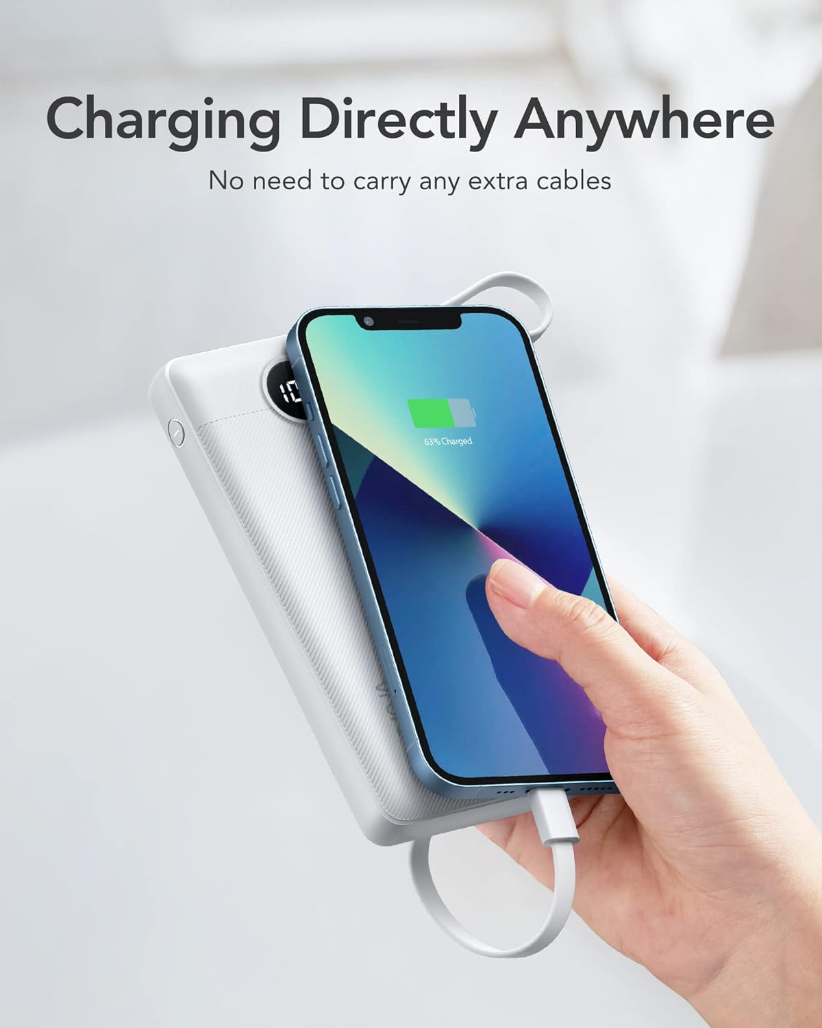 Thumbnail 6 de VRURC 10000mAh Power Bank With Built in Cables — Compact 5-Output Portable Charger