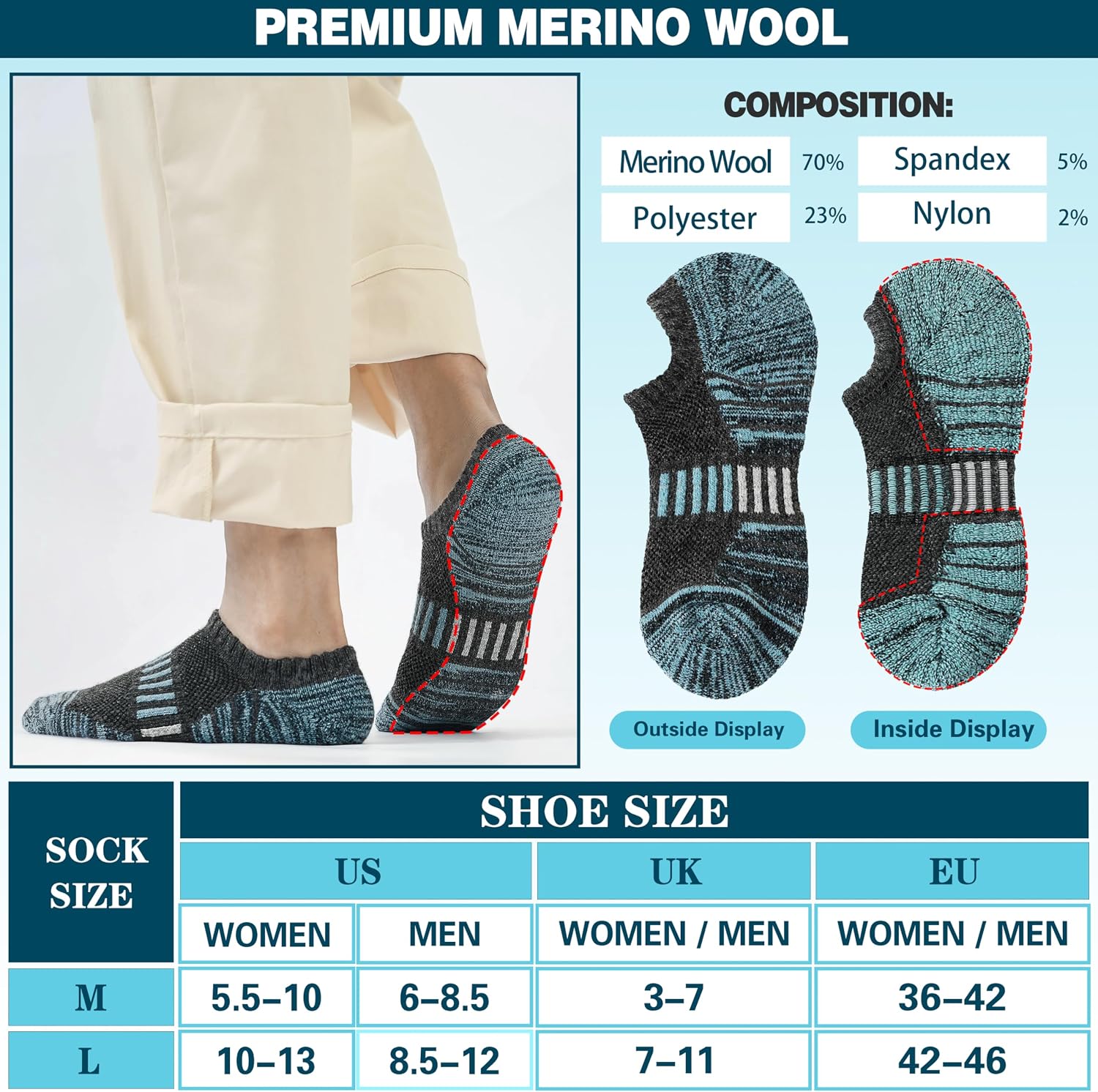 Detalle 1 de Merino Wool Running Socks