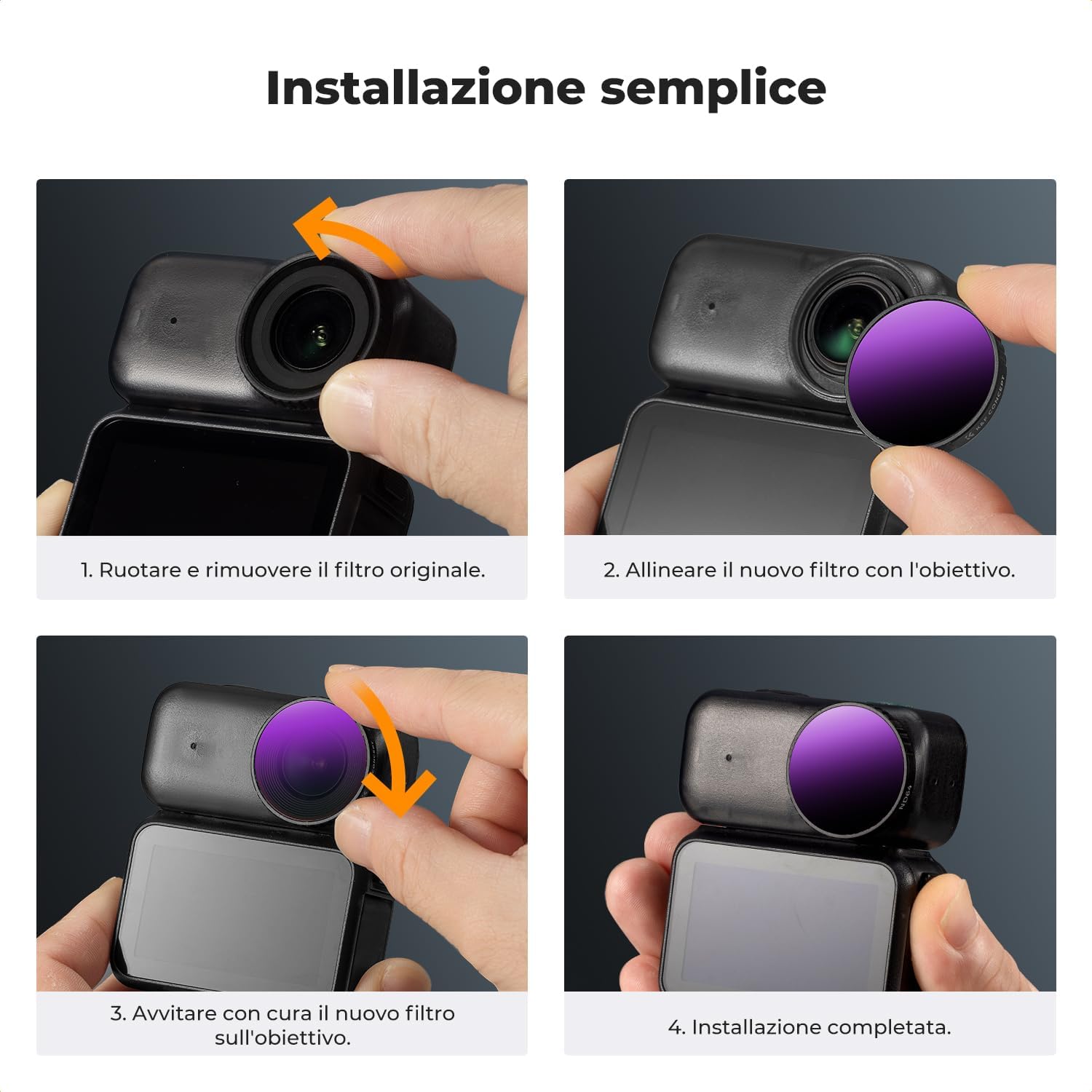 Thumbnail 6 de K&F CONCEPT Set Filtri ND per DJI Osmo Nano – 4 pezzi ND8/ND16/ND32/ND64 in vetro ottico HD