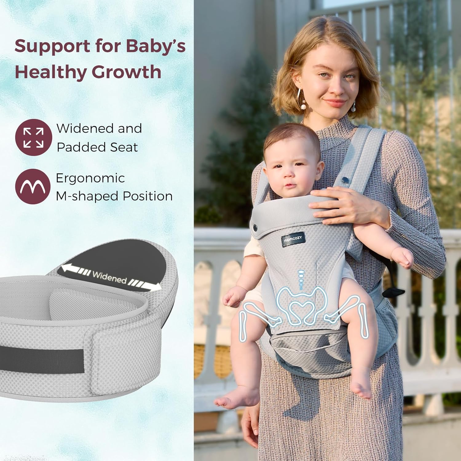 Thumbnail 3 de momcozy Baby Carrier with Hip Seat (2-in-1, forward-facing) up to 20kg, AirMesh Grey