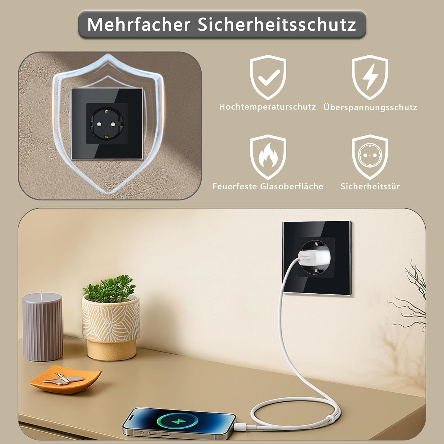 Thumbnail 4 de TAWOIA Schuko Steckdose 86×86 mm