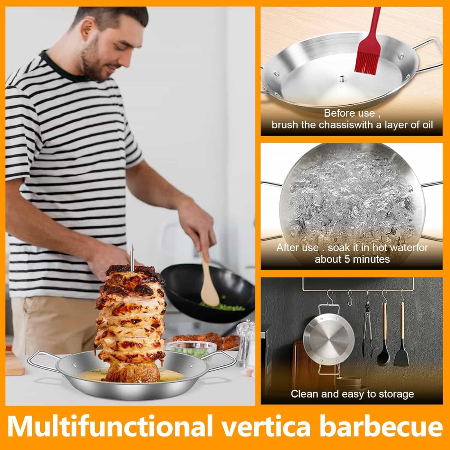 Thumbnail 3 de Vertical Meat Skewer Stainless Steel Grill Rack