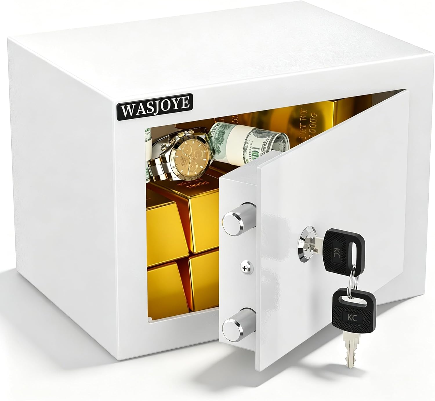 Detalle de WASJOYE Mini Cassaforte a muro 17 x 23 x 17 cm da 6,6 L con serratura a chiave