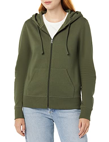 Detalle de Amazon Essentials Felpa da donna con cappuccio e zip intera, verde oliva scuro, S