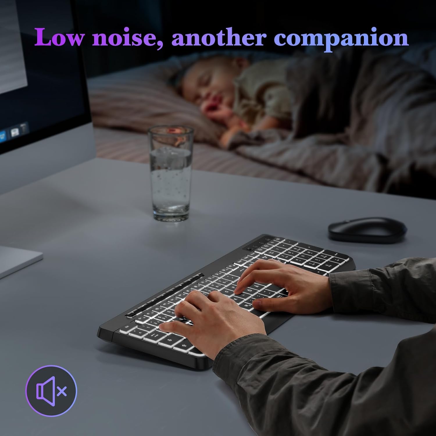 Detalle de TECURS kabellose Gaming-Tastatur Tastatur kabellos QWERTZ (Deutsch) mit Beleuchtung, 2,4 GHz, wasserdicht