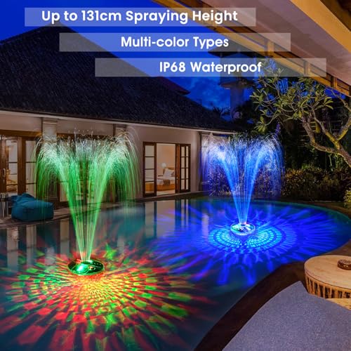 Detalle de DeeprBling Fuente Flotante para Piscina con Luces Subacuáticas, Ancla y Control Remoto