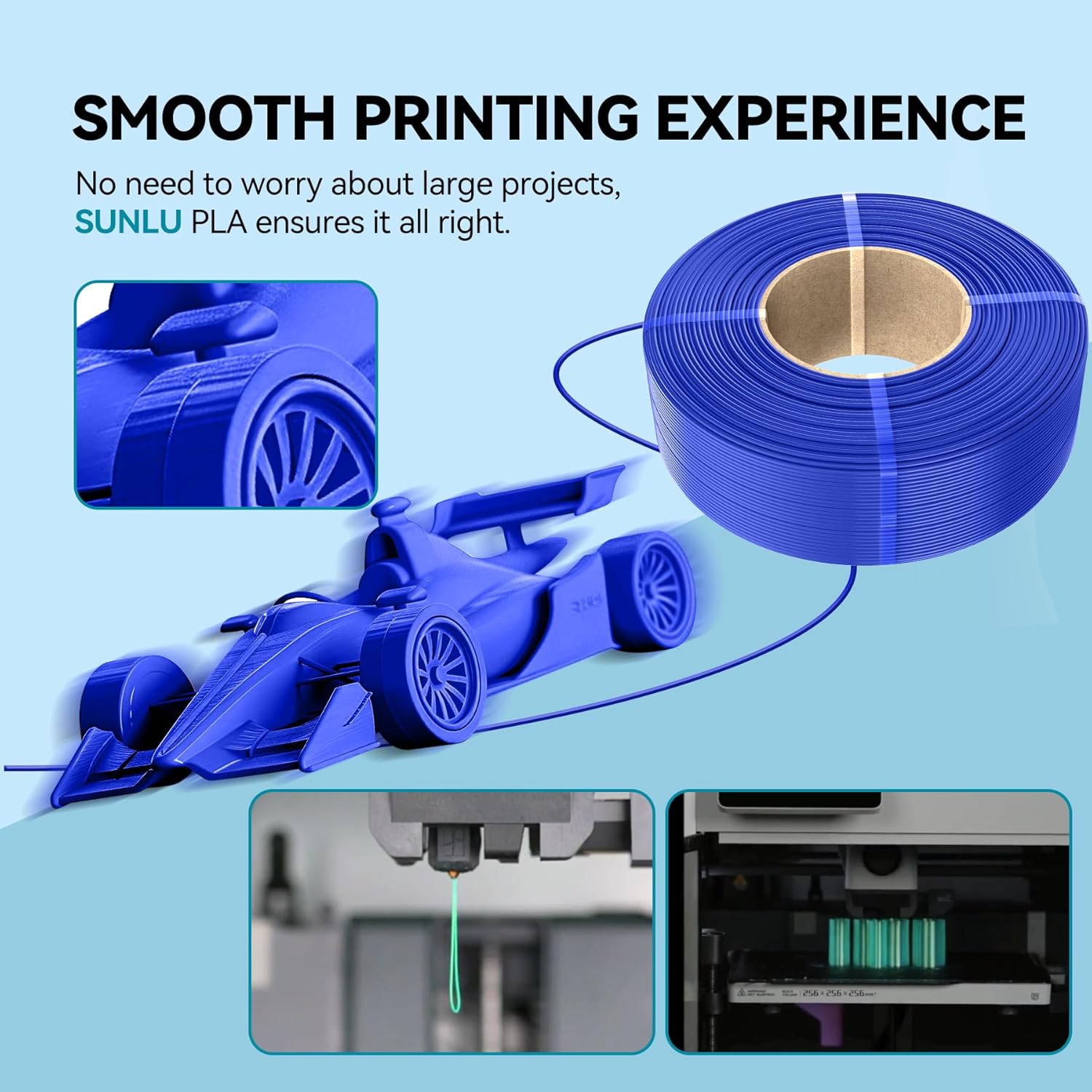 Detalle de SUNLU 500g PLA Refill Filament 1.75mm (4x Grey) for reusable spools