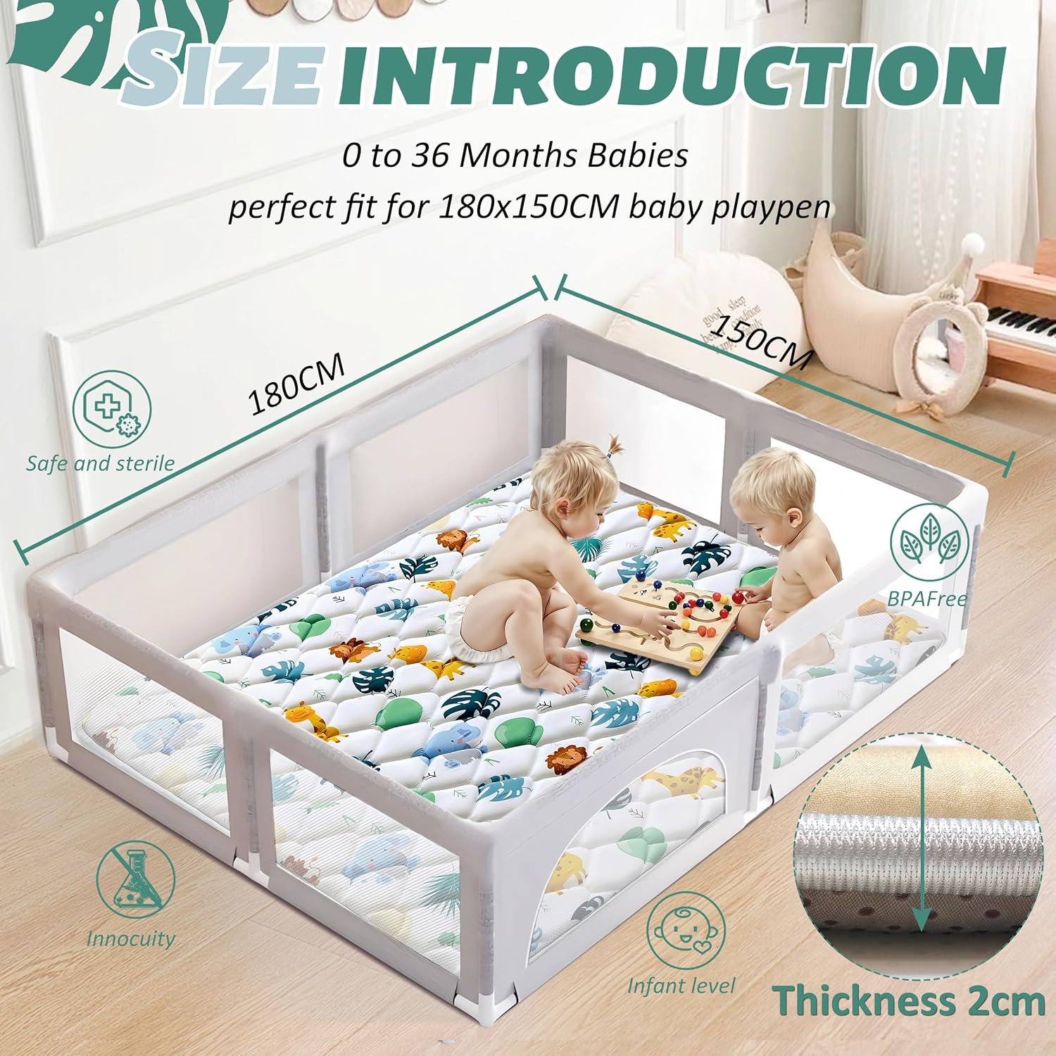 Thumbnail 1 de YBIKE Baby Play Mat 180x150cm