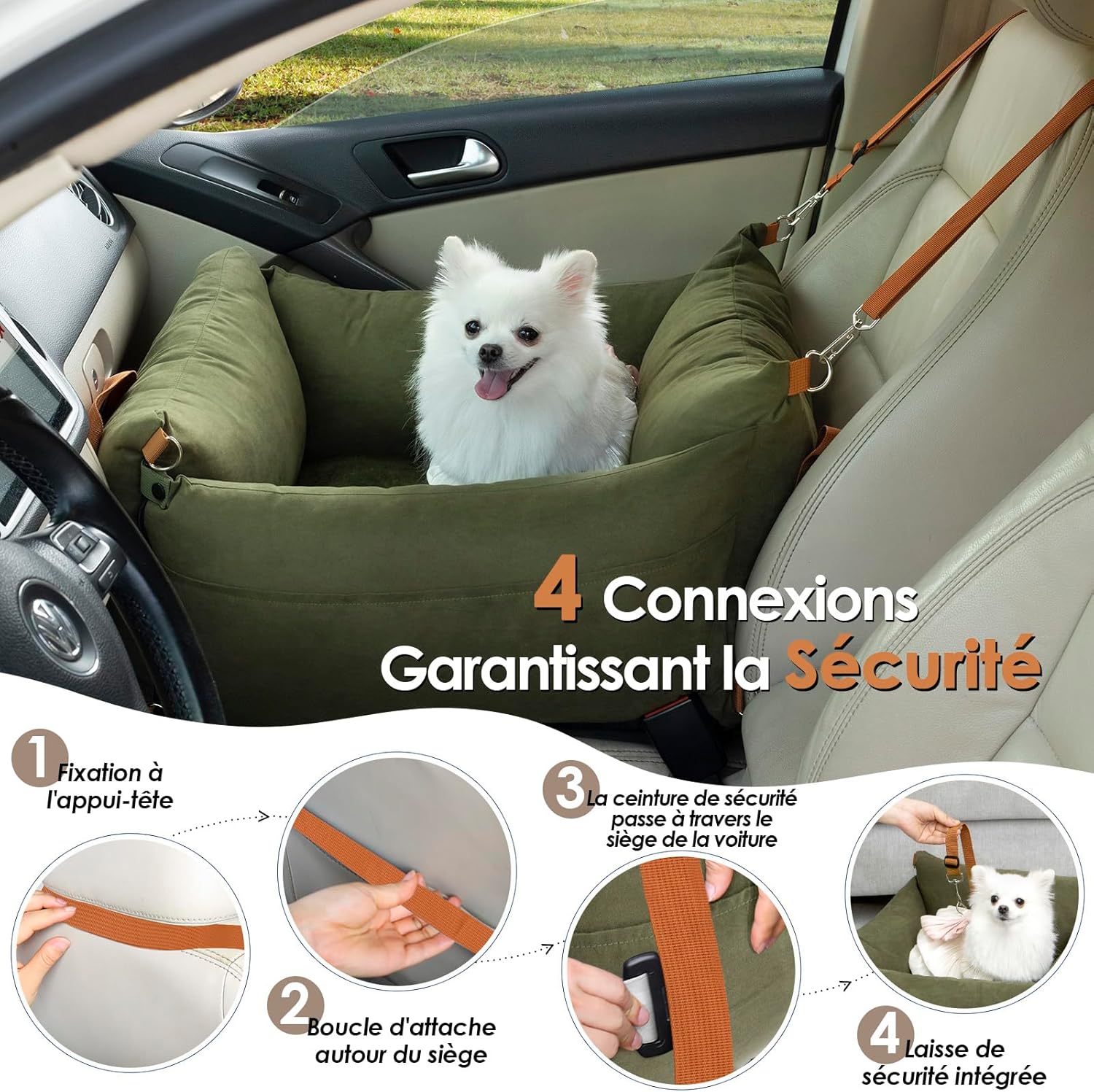 Thumbnail 4 de Siège auto pour chien petit et moyen moins de 15 kg avec panier extensible – Siege Auto Chien Voiture portable