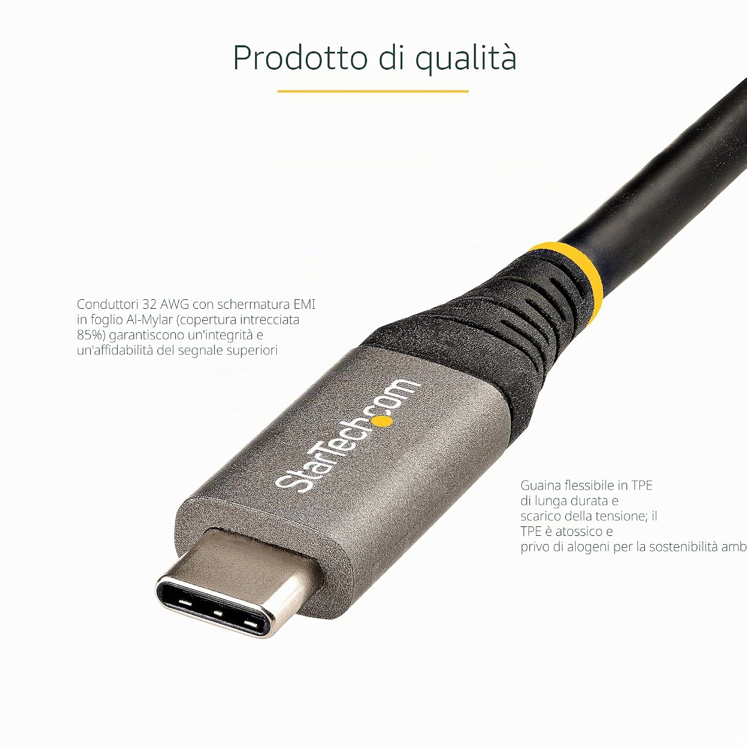 Detalle de StarTech.com Cavo USB-C da 2m: USB-C a USB-C 5Gbps, Power Delivery 100W, DP Alt Mode