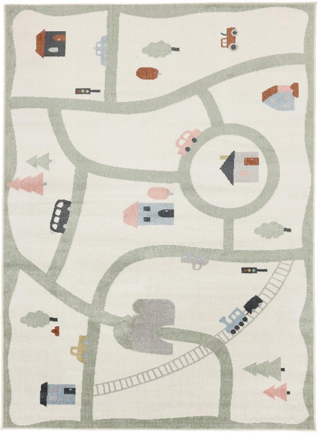 Detalle 2 de RugVista Road map – dywan dziecięcy 160 × 230 cm, biało-wielokolorowy