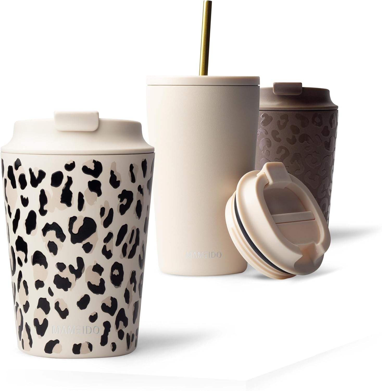 Detalle de MAMEIDO Thermobecher 350 ml mit doppelwandiger Edelstahlkonstruktion – Ivory Trace