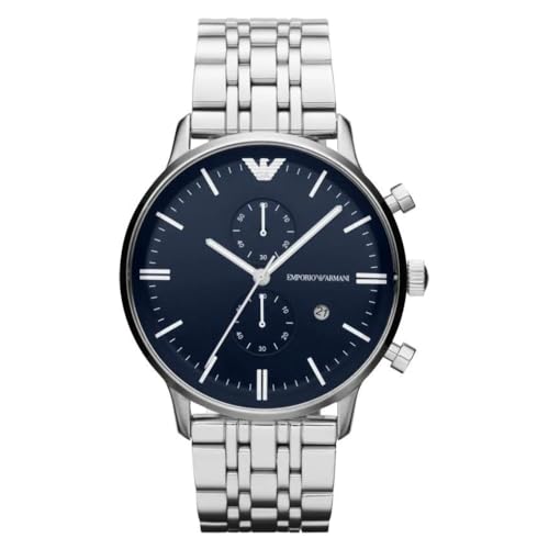 Detalle de Emporio Armani Reloj cronógrafo 42 mm plateado azul